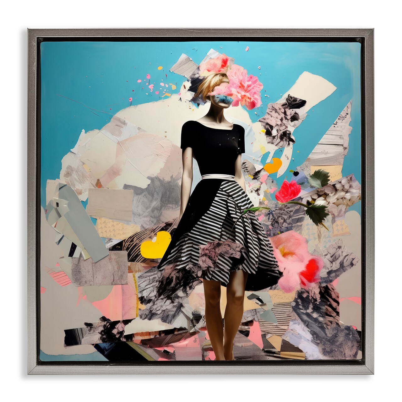Stupell Industries Surreal Collage Woman Framed Floater Canvas Wall Art Design by Irena Orlov